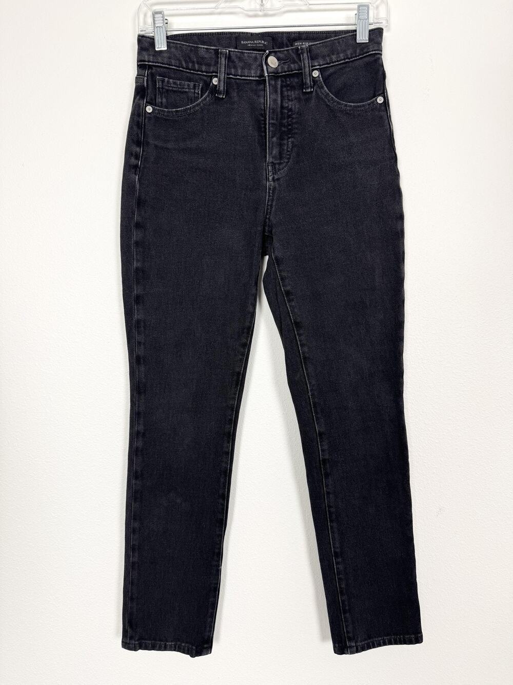 Banana Republic High-Rise Slim Jeans Womens 26 Charcoal Tapered Stretch Denim